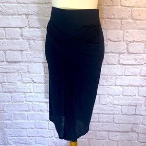 Helmut Lang Black crossover knit midi skirt size S